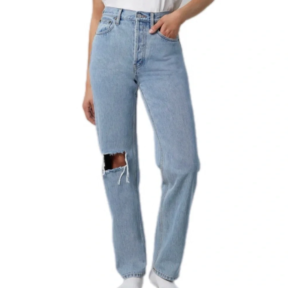 Still Here Worn-In Childhood Straight Leg Distressed Jeans Sz‎ 24